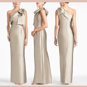 NWD $895 Sachin & Babi [ 6 ] One Shoulder Bow Bonnie Gown in Pewter #J2112